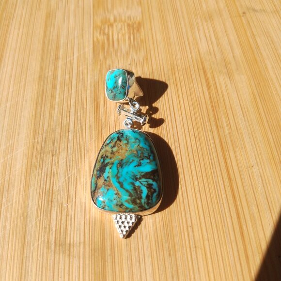 Jay King DTR mine finds Ceremonial Kingman Turquoise slide 925 Sterling Silver - Picture 14 of 15